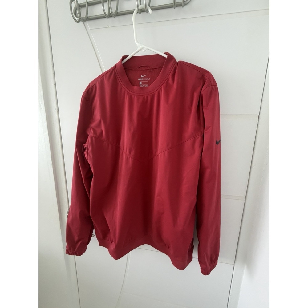Nike Shield Windshirt Pullover Mens Medium Red Golf Running Athletic CI8986-609